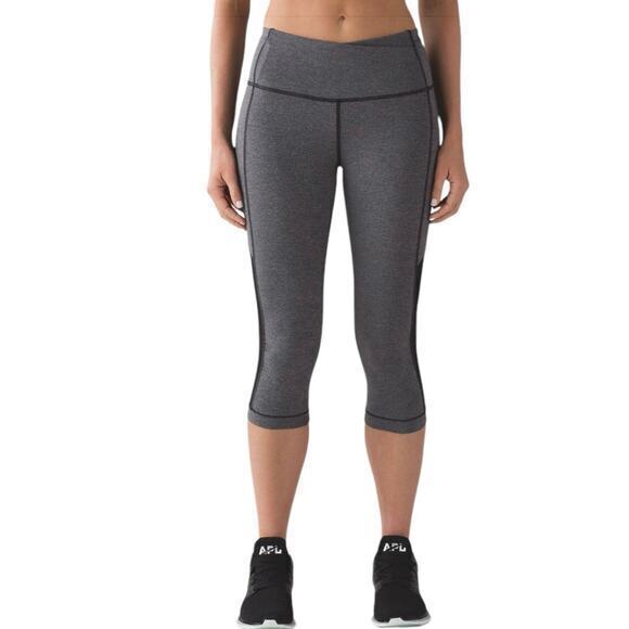 Lululemon Gear Up Crop (17") Heathered Black + Solid Black Leggings - Picture 2 of 13